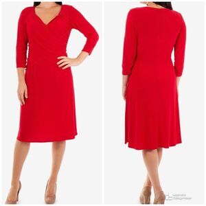 B-Slim by NY Collection Cross-Front Fit &‎ Flare Dress